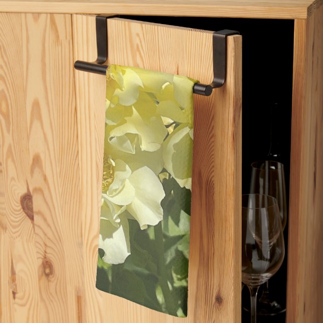 Yellow Botanical Flowers Kitchen Towel (Thirds Fold)