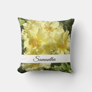 Yellow Botanical Flowers Throw Pillow