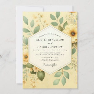 Yellow Botanical Romance Wedding Invitation