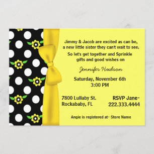 Yellow Bow Baby Sprinkle Shower Invitation