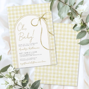 Yellow Bow Gingham Baby Shower Invitation