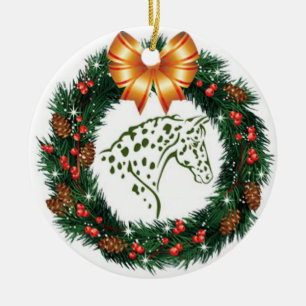 YELLOW BOW GREEN APPALOOSA CERAMIC ORNAMENT