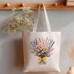 Yellow Bow Modern Wildflower Bouquet Wedding Tote Bag<br><div class="desc">A classic carryall canvas tote features your bouquet choice printed front and centre—perfect for wedding party proposals or thank-you gifts. || Click on "personalize this design" to add your details. Explore the collection link to discover matching items in this design.  Please message us with questions or Custom Design requests.</div>