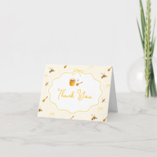 Yellow Bow Sweet as Honey Bee Baby Shower Thank You Card