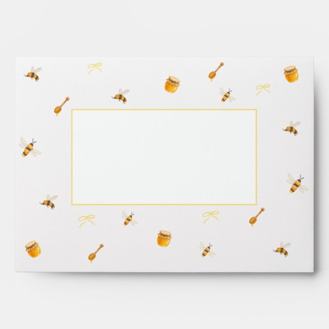 Yellow Bow Whimsical Honey Bee Envelope (Front)