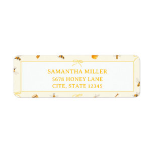 Yellow Bow Whimsical Honey Bee Return Address