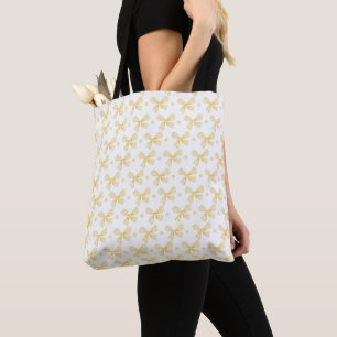 Yellow Bows Tote Bag   Cute Everyday Bag for Her