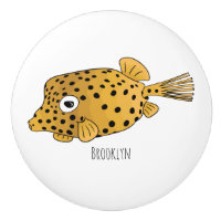 Yellow boxfish cartoon illustration