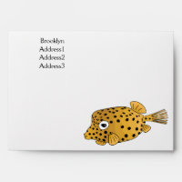 Yellow boxfish cartoon illustration