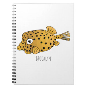 Yellow boxfish cartoon illustration  notebook