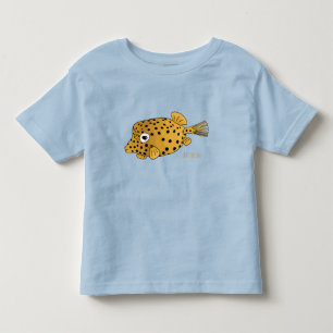 Yellow boxfish cartoon illustration toddler t-shirt