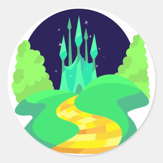 yellow brick road classic round sticker (Front)