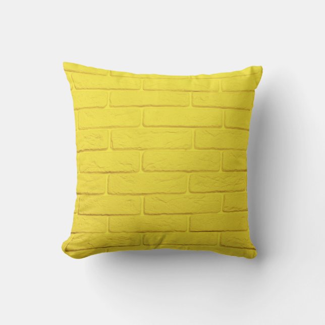 yellow brick wall throw pillow (Front)