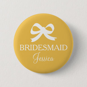 Yellow brides maid button badge for wedding party