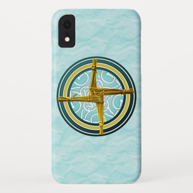 Yellow Brigid's Cross on Blue Case-Mate iPhone Case (Back)