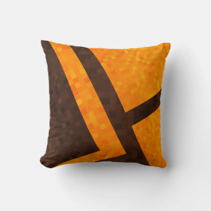 Yellow Brown ,Abstract Mosaic Tile Pattern, Throw Pillow