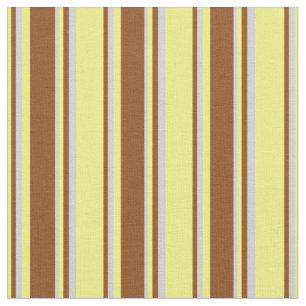 Yellow, Brown, and Light Grey Stripes Pattern Fabric