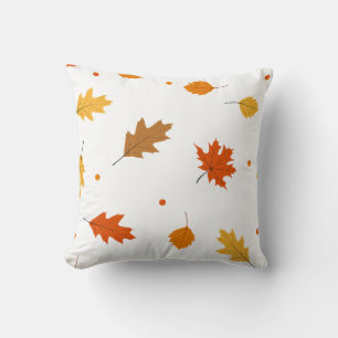 Yellow, Brown and Orange Maple leaves Throw Pillow