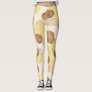 Yellow Brown Camouflage Style Leggings