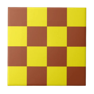 Yellow Brown Chequered Check Pattern Tile