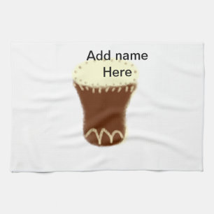 Yellow brown drum watercolor add name hand-drawn s kitchen towel