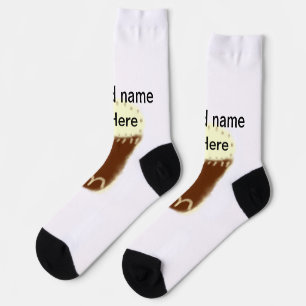 Yellow brown drum watercolor add name hand-drawn s socks