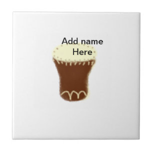 Yellow brown drum watercolor add name hand-drawn s tile