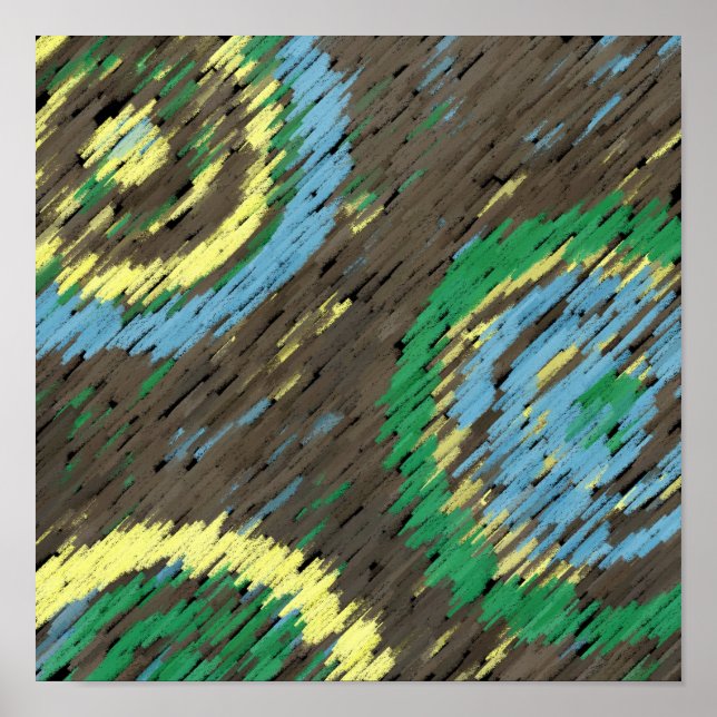 yellow brown green circles abstract modern art poster (Front)