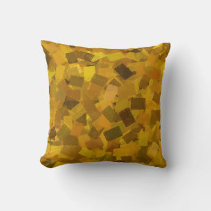Yellow Brown Green Cubism Abstract Pattern Throw Pillow