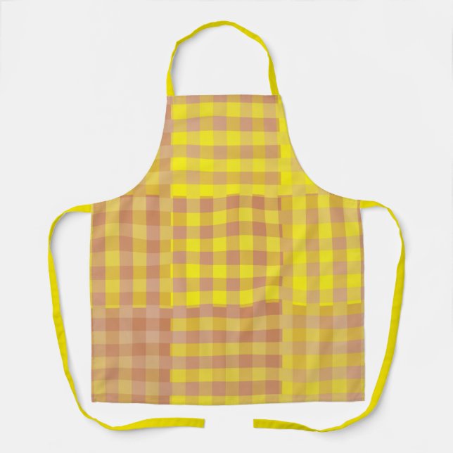 Yellow Brown Patchwork Pattern Apron (Front)