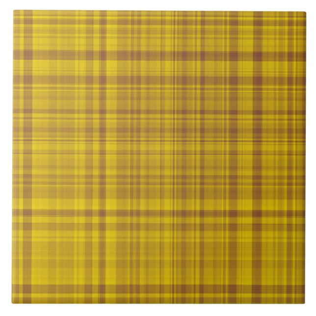Yellow Brown Plaid Pattern Tile (Front)