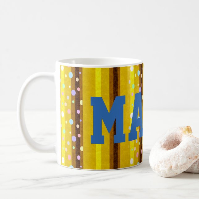 Yellow Brown Stripe Mug (With Donut)