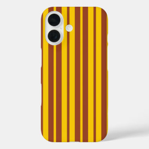 Yellow Brown Stylish Stripes Pattern Design iPhone 16 Case