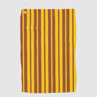 Yellow Brown Stylish Stripes Pattern Design Golf Towel