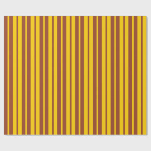Yellow Brown Stylish Stripes Pattern Design Wrapping Paper