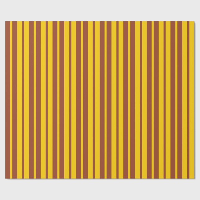 Yellow Brown Stylish Stripes Pattern Design  Wrapping Paper (Flat)