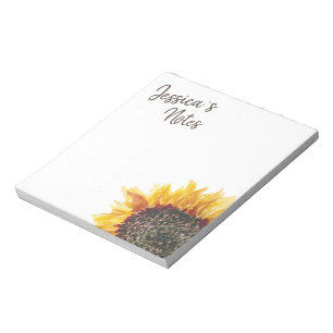 Yellow Brown Sunflower on White Notepad