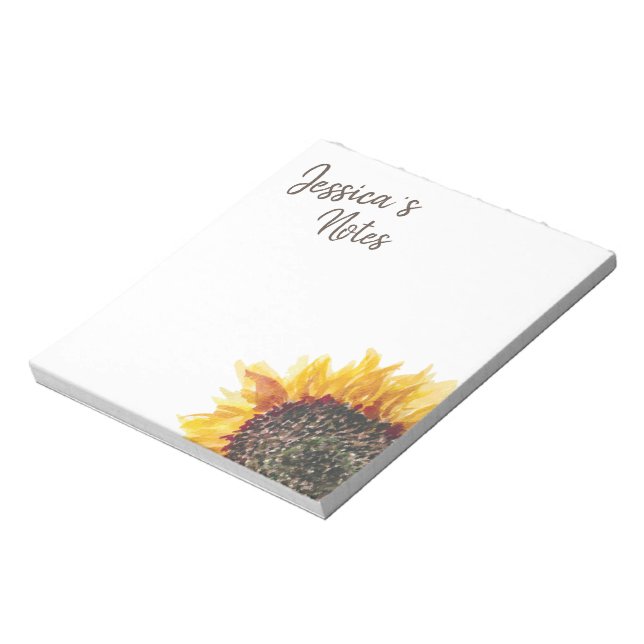 Yellow Brown Sunflower on White Notepad (Rotated)