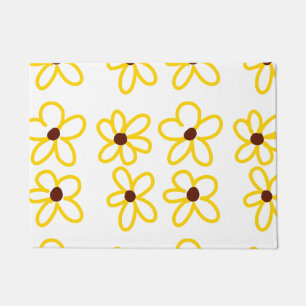 Yellow brown sunflower pattern floral modern boho doormat
