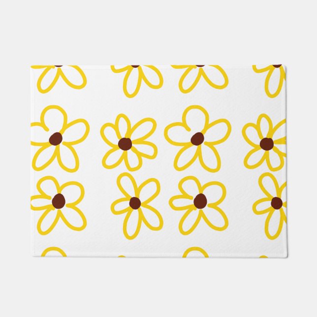 Yellow brown sunflower pattern floral modern boho  doormat (Front)