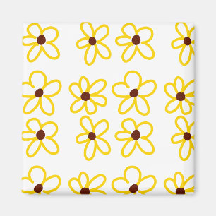 Yellow brown sunflower pattern floral modern boho magnet