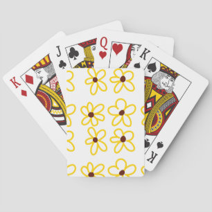 Yellow brown sunflower pattern floral modern boho playing cards