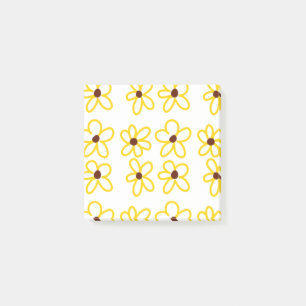 Yellow brown sunflower pattern floral modern boho post-it notes
