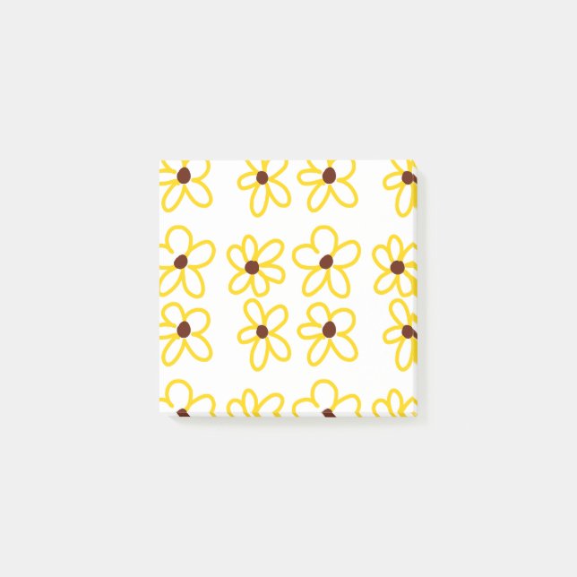 Yellow brown sunflower pattern floral modern boho  post-it notes (Front)