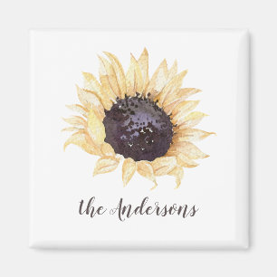 Yellow & Brown Sunflower Personalized Magnet