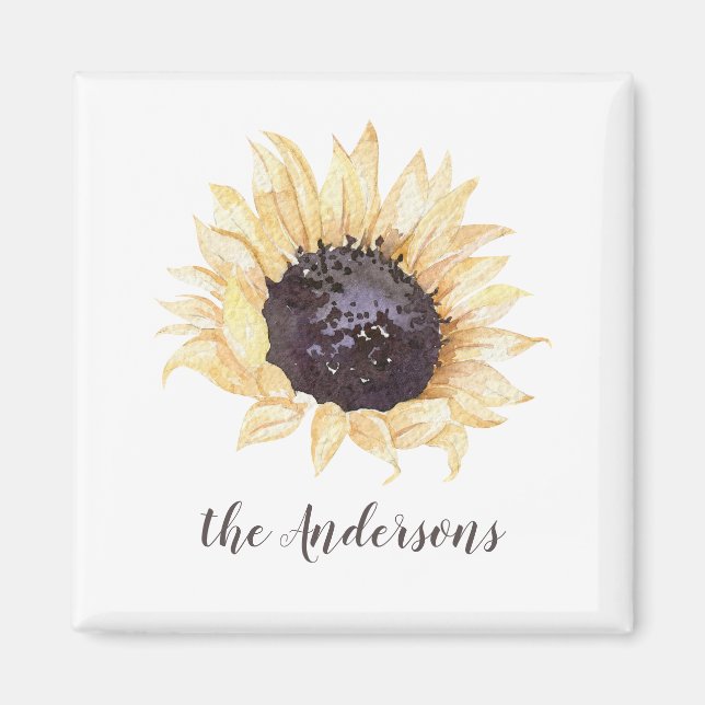 Yellow & Brown Sunflower Personalized Magnet (Front)