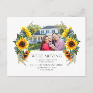 Yellow Brown Sunflowers Photo House New Address Postcard