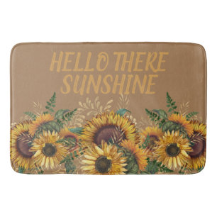 Yellow Brown Sunflowers Sunshine Bath Mat
