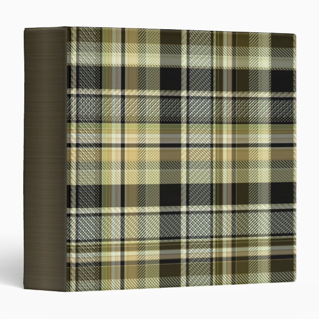 Yellow-brown tartan plaid.  binder (Front/Spine)