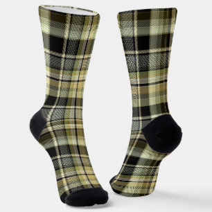 Yellow-brown tartan plaid.  socks